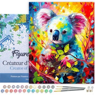 Paint by Number DIY Kit - Abstract Colorful Koala - stretched canvas on wooden frame