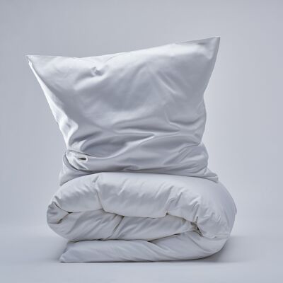 400TC Sateen Duvet Set - White-EU/UK Double (200x220; 2x 50x70)