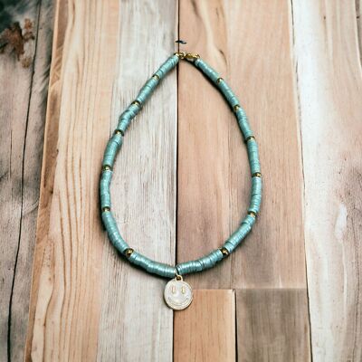 Be Happy turquoise blue necklace