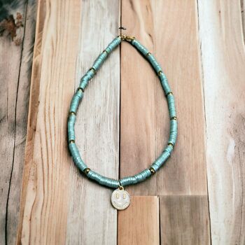 Collier Be Happy bleu turquoise 1