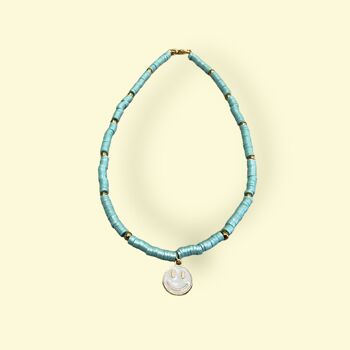 Collier Be Happy bleu turquoise 2