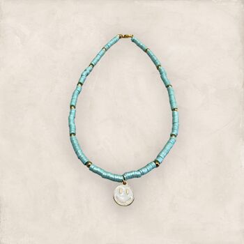 Collier Be Happy bleu turquoise 4