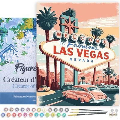 Painting by Numbers DIY Kit - Vintage Las Vegas Poster - stretched canvas on wooden frame