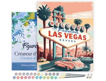 Peinture par Numéros Kit DIY - Affiche Vintage Las Vegas - toile tendue sur châssis en bois 1