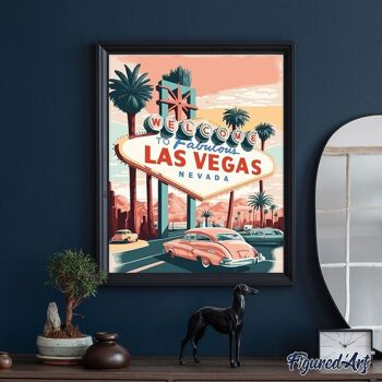 Peinture par Numéros Kit DIY - Affiche Vintage Las Vegas - toile tendue sur châssis en bois 4