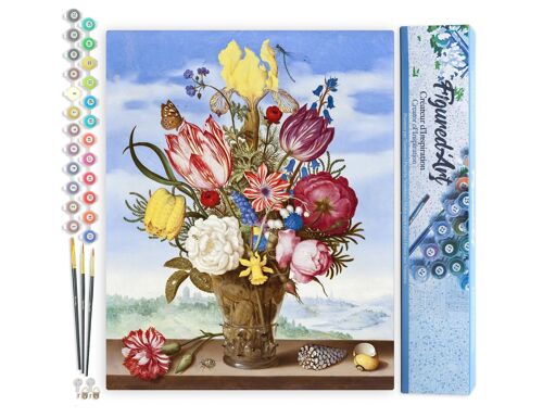 Peinture par Numéro Kit DIY - Bouquet de Fleurs - Ambrosius Bosschaert - Toile roulée
