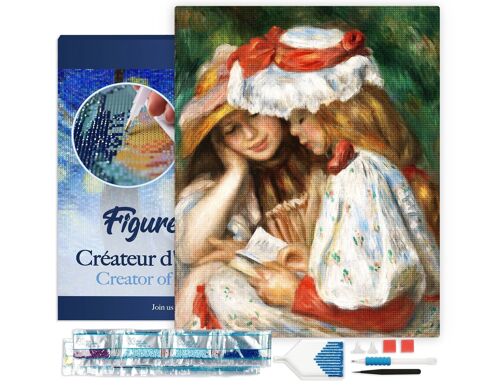 Kit de Broderie Diamant 5D - Diamond Painting DIY Jeunes filles lisant - Renoir 40x50cm toile tendue sur châssis