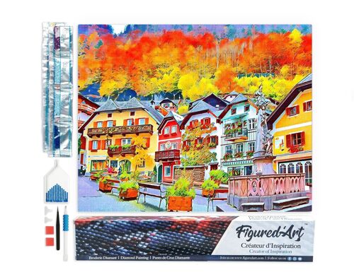 Kit de Broderie Diamant 5D - Diamond Painting DIY Village Suisse coloré