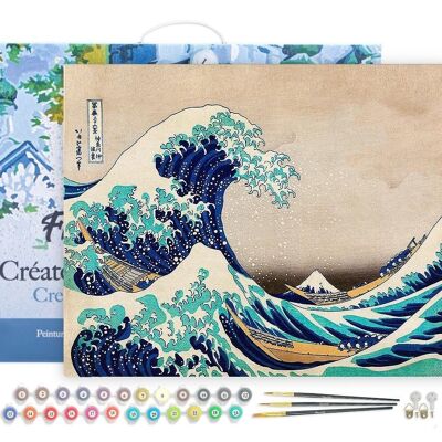 Dipingere con i numeri Kit fai da te - La grande onda di Kanagawa - Katsushika Hokusai - tela tesa su telaio in legno
