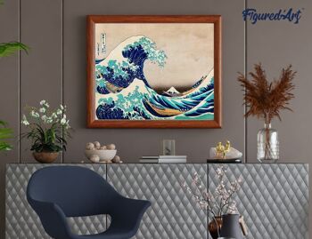 Peinture par Numéro Kit DIY - La Grande Vague de Kanagawa - Katsushika Hokusai - toile tendue sur châssis en bois 4