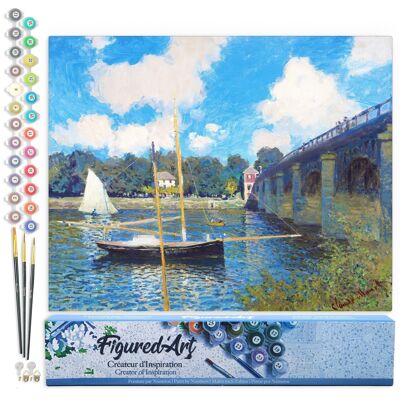 Peinture par Numéro Kit DIY - Le Pont d'Argenteuil - Monet - Toile roulée