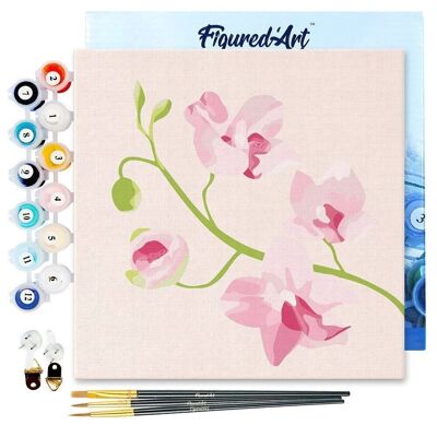 Mini Painting by Numbers - DIY Kit 20x20cm with Orchid Branch frame