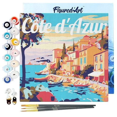 Mini Peinture par Numéros - Kit DIY 20x20cm avec cadre Côte d'Azur