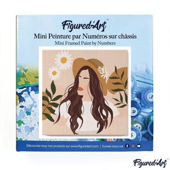 Mini Peinture par Numéros - Kit DIY 20x20cm avec cadre Femme et Marguerites 3