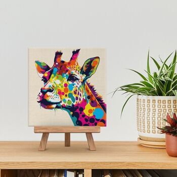 Mini Peinture par Numéros - Kit DIY 20x20cm avec cadre Girafe Abstraite Pop Art 2