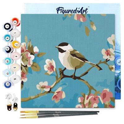 Mini Painting by Numbers - DIY Kit 20x20cm with Bird and Butterfly frame
