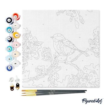 Mini Peinture par Numéros - Kit DIY 20x20cm avec cadre Oiseau et Papillon 4