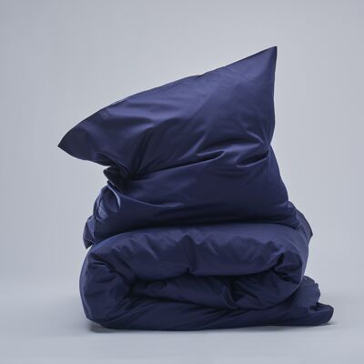 400TC Sateen Duvet Set - Navy-UK Single (140x200; 50x70)