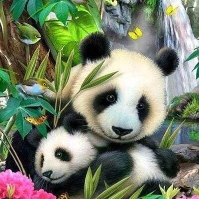 Kit de Broderie Point de Croix DIY - Famille de Pandas