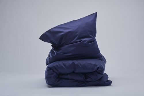 400TC Sateen Duvet Set - Navy-EU/UK Double (200x200; 2x 50x70)