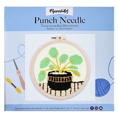 DIY Punch Needle Kit Pflanze und schwarzer Topf