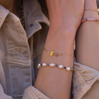 Petunia bracelet - round pellet and natural stones