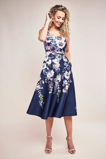 ROBE MIDI FLORALE EN MOUSSE DE SCUBA GODDIVA DR3341 5