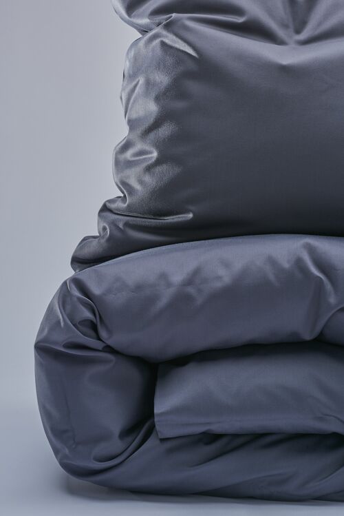 400TC Sateen Duvet Set - Dark Grey-EU/UK Super king (260x220; 2x 50x70)