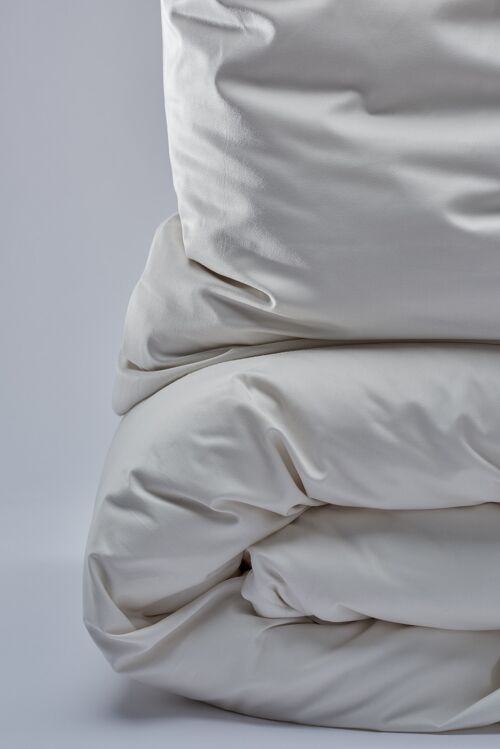 400TC Sateen Duvet Set - Almond Milk-UK Single (140x200; 50x70)