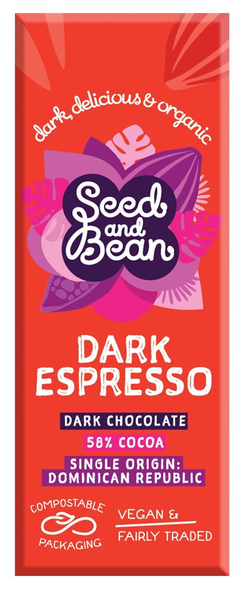 Seed and Bean Dark Espresso 58% Organic 30x25g Chocolate Bar