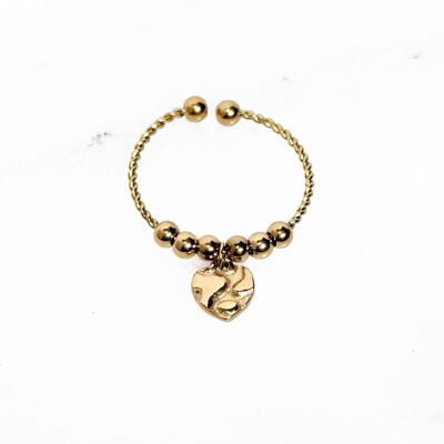 Heart charm ring - Stainless steel