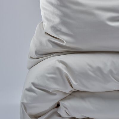 400TC Sateen Duvet Set - Almond Milk-EU/UK Double (200x200; 2x 50x70)