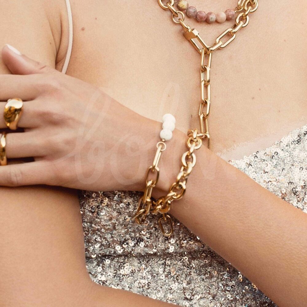 Kelly-Armband – Unisex-Typ – ovales Netz und Naturstein