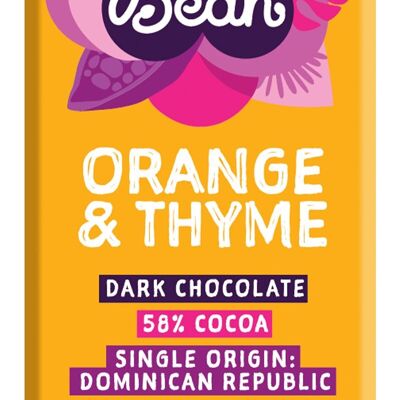 Barre de Chocolat Graines et Haricots Orange & Thym Noir 58% Bio 30x25g