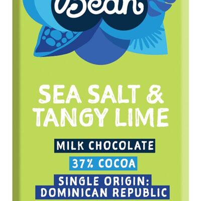 Barre de chocolat au sel de mer de Cornouailles aux graines et aux haricots et au lait de citron vert acidulé 37% biologique 30x25g