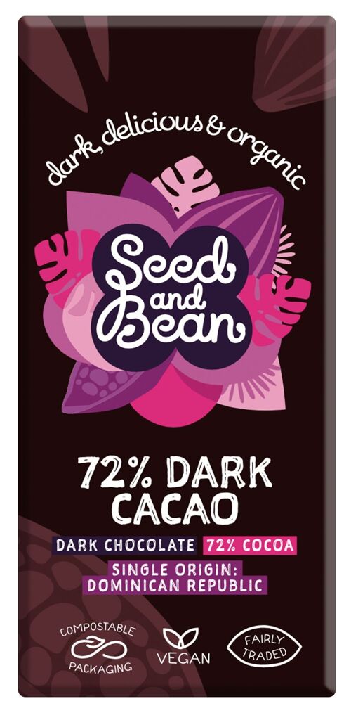 Seed and Bean 72% Dark Organic 10x75g Chocolate Bar