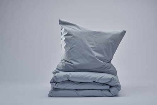 Percale Duvet Set - Light Grey-EU Single (150x210; 50x70)