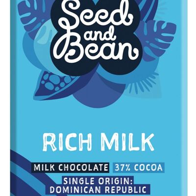 Seed and Bean Rich Milk 37% Organic 10x75g Chocolate Bar
