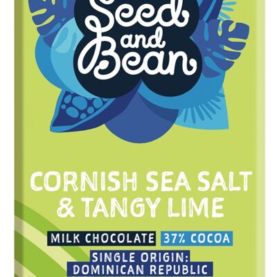 Seed and Bean Cornish Sea Salt & Tangy Lime 37% Milk Organic 10x75g Chocolate Bar