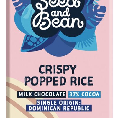 Seed and Bean Crispy Popped Rice Milk 37% Organic 10x75g Chocolate Bar