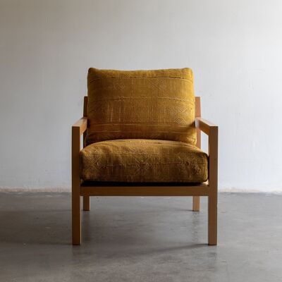 Mustard Bogolan upholstered armchair