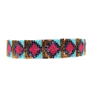 Aqua & Pink Diamond Beaded Bracelet