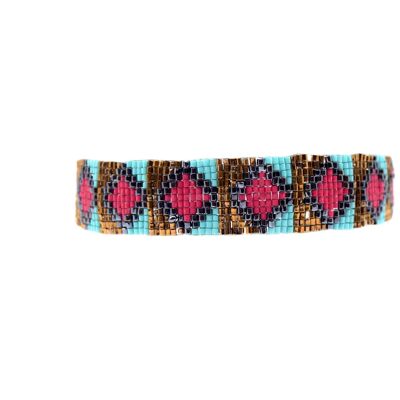 Aqua & Pink Diamond Beaded Bracelet