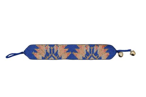 Royal Blue & Peach Lotus Leaf Beaded Bracelet