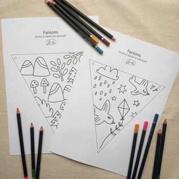Guirlande de fanions à colorier, papier, Printemps 4
