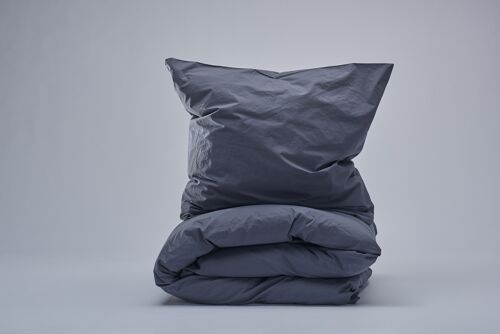 Percale Duvet Set - Dark Grey-UK Single (140x200; 50x70)