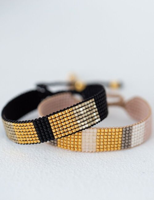 Aura - handwoven bracelet from glass beads 24K gold-plated