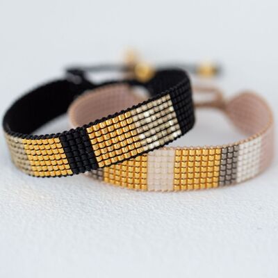 Aura - handwoven bracelet from glass beads 24K gold-plated