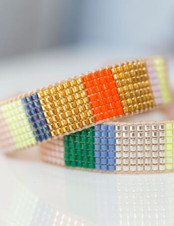 Happy - bracelet tissé à la main avec perles de verre Miyuki Plaqué Argent / Plaqué Or 24KT 1