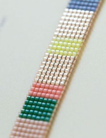 Happy - bracelet tissé à la main avec perles de verre Miyuki Plaqué Argent / Plaqué Or 24KT 3